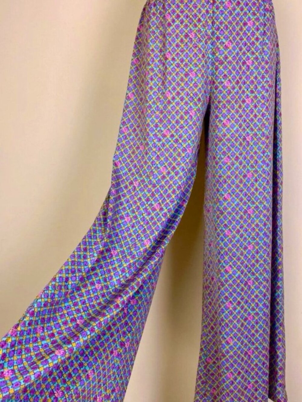Anthropologie Satin Floral High Rise Pants XS NWT Purple Pink Blue Yellow